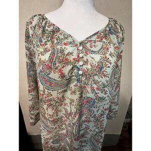 American Living Women’s Size Large Blouse V-Neck paisley florals
